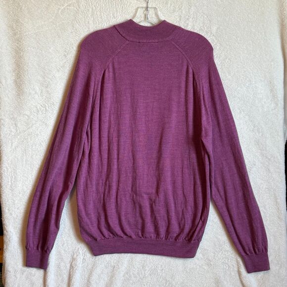 Men's Size XL Kirkland Signature Extrafine Merino Wool 1/4 Zip Purple Sweater - Picture 8 of 13